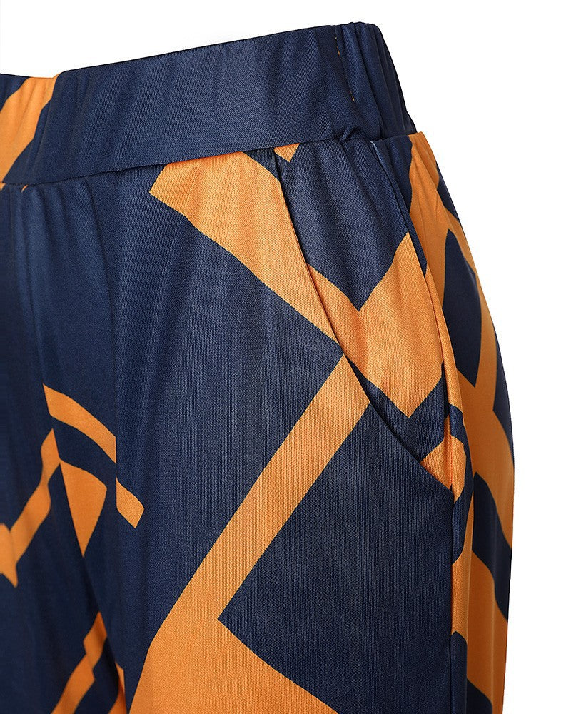 Women's Tropical Print Off-Shoulder Top And High Waist Pant Set