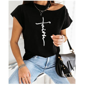 Casual T-shirt letter print strapless top women
