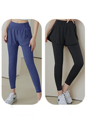 Yoga Pants Women's High Waist Buttock Lifting Fake Two-piece Sports Suit Quick Dry