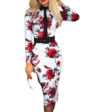 Explosive Fashion Women's Printed Dress With Belt