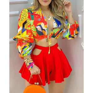Shorts Print Sexy Floral Womens Two Piece Sets