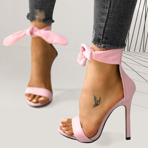 High-heeled bow sandals