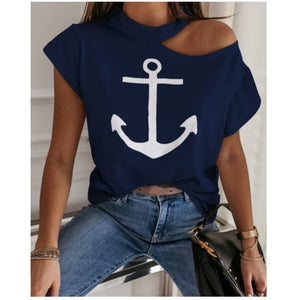 Casual T-shirt letter print strapless top women